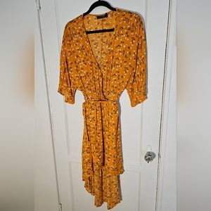 MinkPink / Yellow Floral Sun Dress / Wrap style
